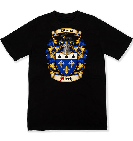 Birch coat of arms on a black Tshirt