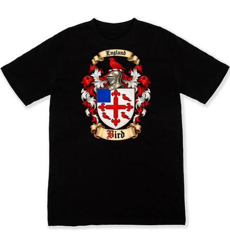Bird coat of arms on a black Tshirt