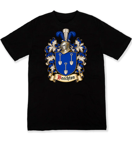 Beechton coat of arms on a black Tshirt