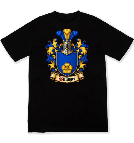 Billinger coat of arms on a black Tshirt