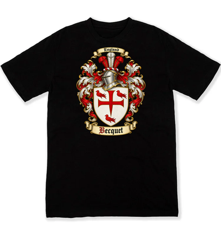 Becquet coat of arms on a black Tshirt