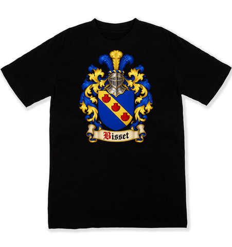 Bisset coat of arms on a black Tshirt