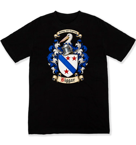 Biggar coat of arms on a black Tshirt