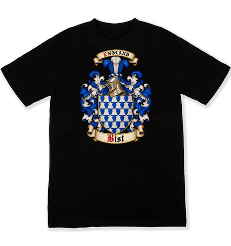 Bist coat of arms on a black Tshirt
