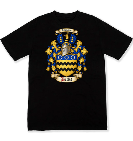 Becke coat of arms on a black Tshirt