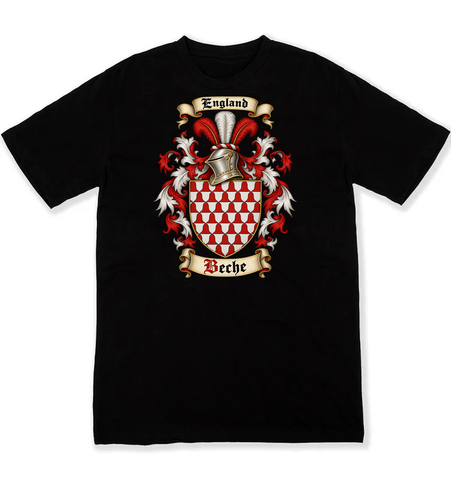 Beche coat of arms on a black Tshirt