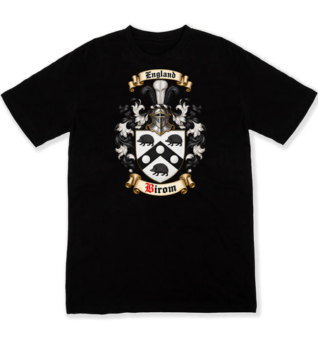 Birom coat of arms on a black Tshirt