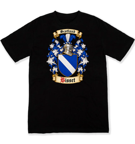 Bisset coat of arms on a black Tshirt