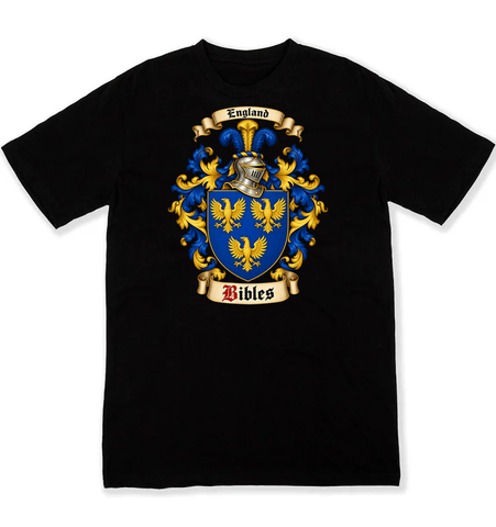 Bibles coat of arms on a black Tshirt