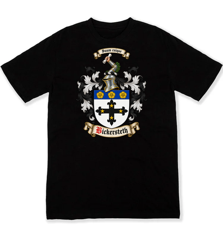 Bickersteth coat of arms on a black Tshirt