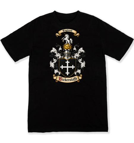 Bickerstaffe coat of arms on a black Tshirt