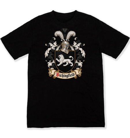 Bichingfield coat of arms on a black Tshirt