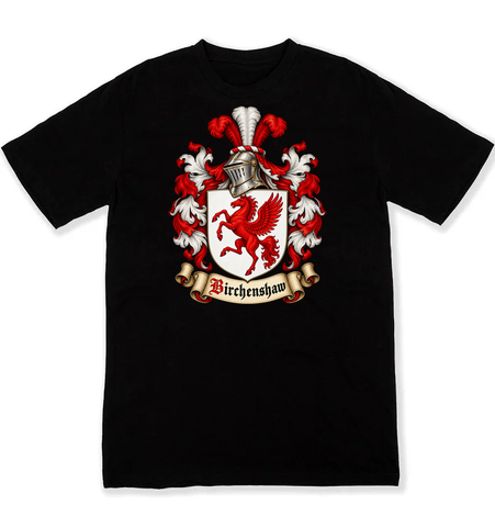Birchenshaw coat of arms on a black Tshirt