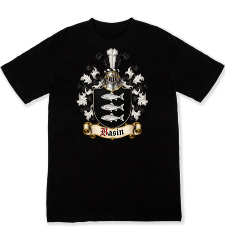 Basin coat of arms on a black Tshirt