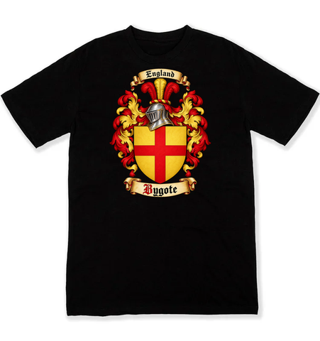 Bygote coat of arms on a black Tshirt