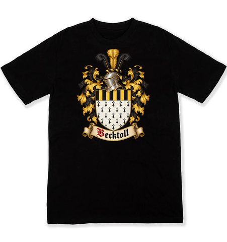 Becktoll coat of arms on a black Tshirt