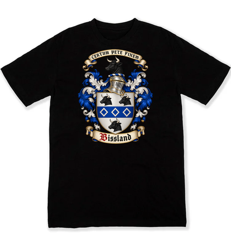 Bissland coat of arms on a black Tshirt