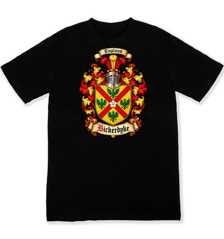 Bickerdyke coat of arms on a black Tshirt