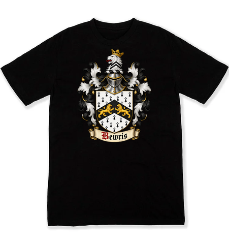 Bewris coat of arms on a black Tshirt