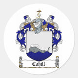 CAHILL FAMILY CREST - CAHILL COAT OF ARMS CLASSIC ROUND STICKER