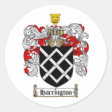 HARRINGTON FAMILY CREST - HARRINGTON COAT OF ARMS CLASSIC ROUND STICKER