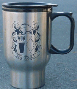 Family Crest Engraved Stainless Steel Travel Mug