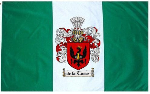 De La Torre family crest coat of arms flag