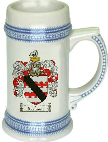 Aarmour family crest stein coat of arms tankard mug