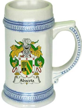 Abaceta family crest stein coat of arms tankard mug