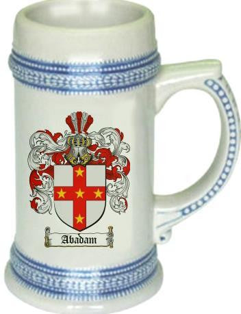 Abadam family crest stein coat of arms tankard mug