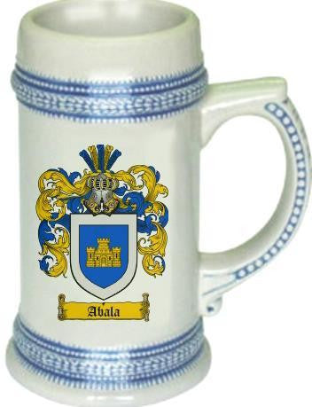 Abala family crest stein coat of arms tankard mug