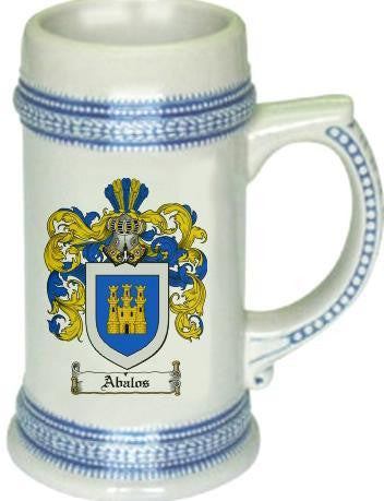 Abalos family crest stein coat of arms tankard mug