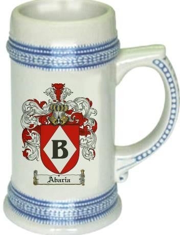 Abaria family crest stein coat of arms tankard mug