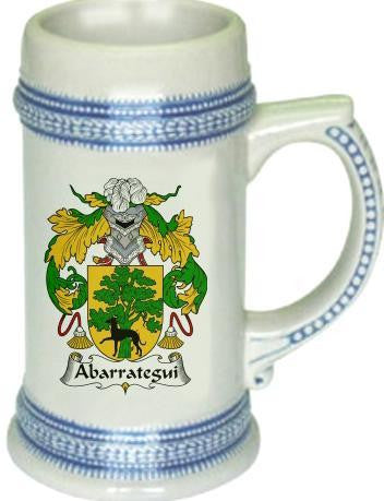 Abarrategui family crest stein coat of arms tankard mug