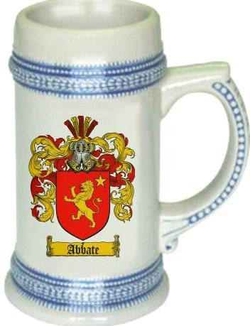 Abbate family crest stein coat of arms tankard mug