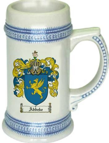 Abbeke family crest stein coat of arms tankard mug