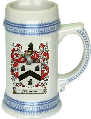 Abberton family crest stein coat of arms tankard mug