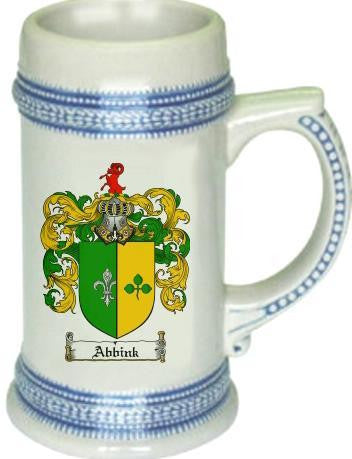 Abbink family crest stein coat of arms tankard mug