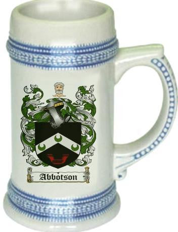 Abbotson family crest stein coat of arms tankard mug