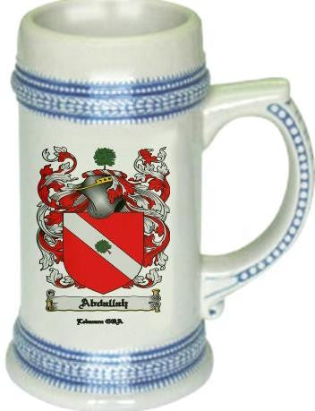 Abdallah family crest stein coat of arms tankard mug