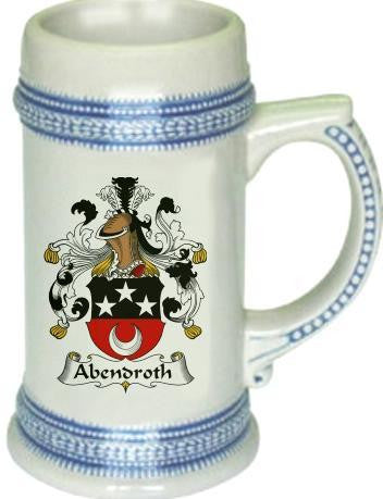 Abendroth family crest stein coat of arms tankard mug