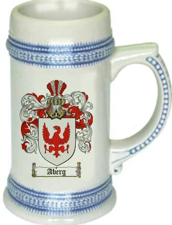 Aberg family crest stein coat of arms tankard mug