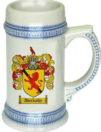 Abernathy family crest stein coat of arms tankard mug