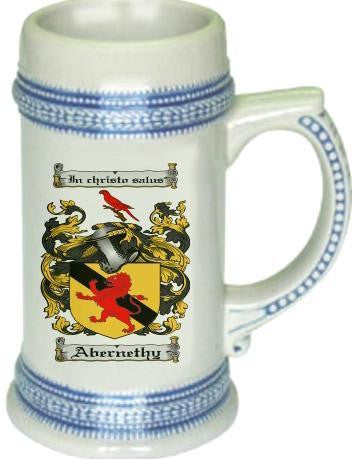 Abernethy family crest stein coat of arms tankard mug
