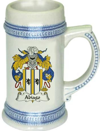 Abiago family crest stein coat of arms tankard mug