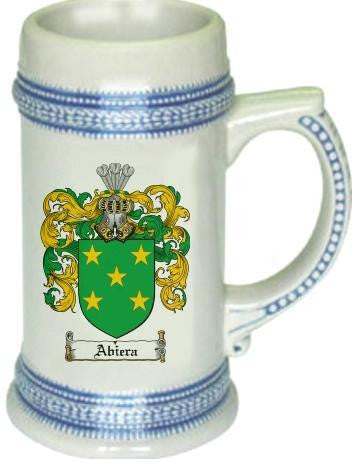 Abiera family crest stein coat of arms tankard mug