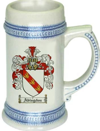 Abingdon family crest stein coat of arms tankard mug