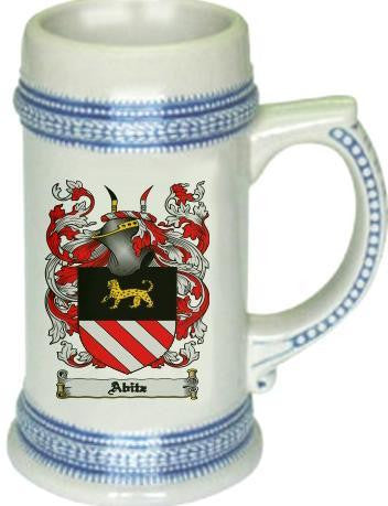 Abitz family crest stein coat of arms tankard mug