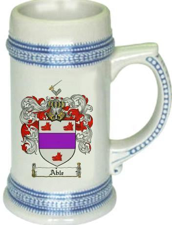 Able family crest stein coat of arms tankard mug