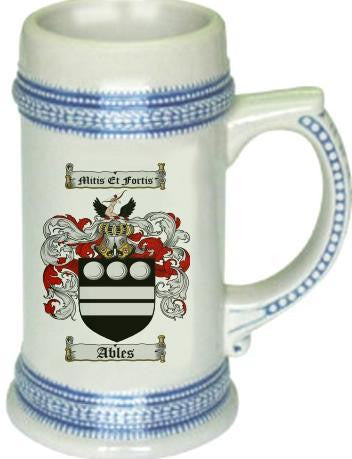 Ables family crest stein coat of arms tankard mug